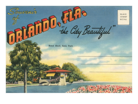 There was a stamp area on the souvenir postcard from Orlando, Florida, and it is quite useful for adding further information.